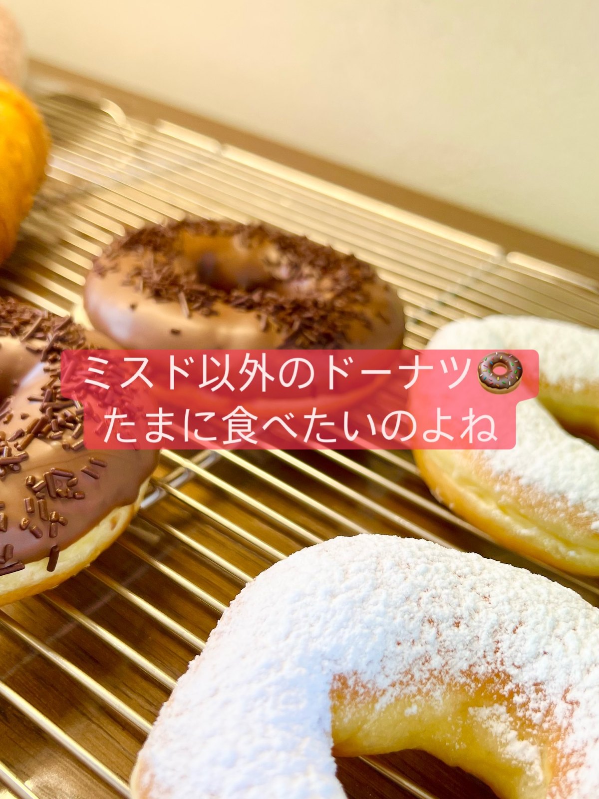 グリンベーカリーの粉砂糖とチョコのドーナツ